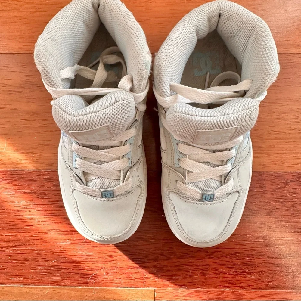 DC Youth Kids Pure Boys‎ High Top Sneaker SP Skate Shoe Sz 2.5 Blue Gray White